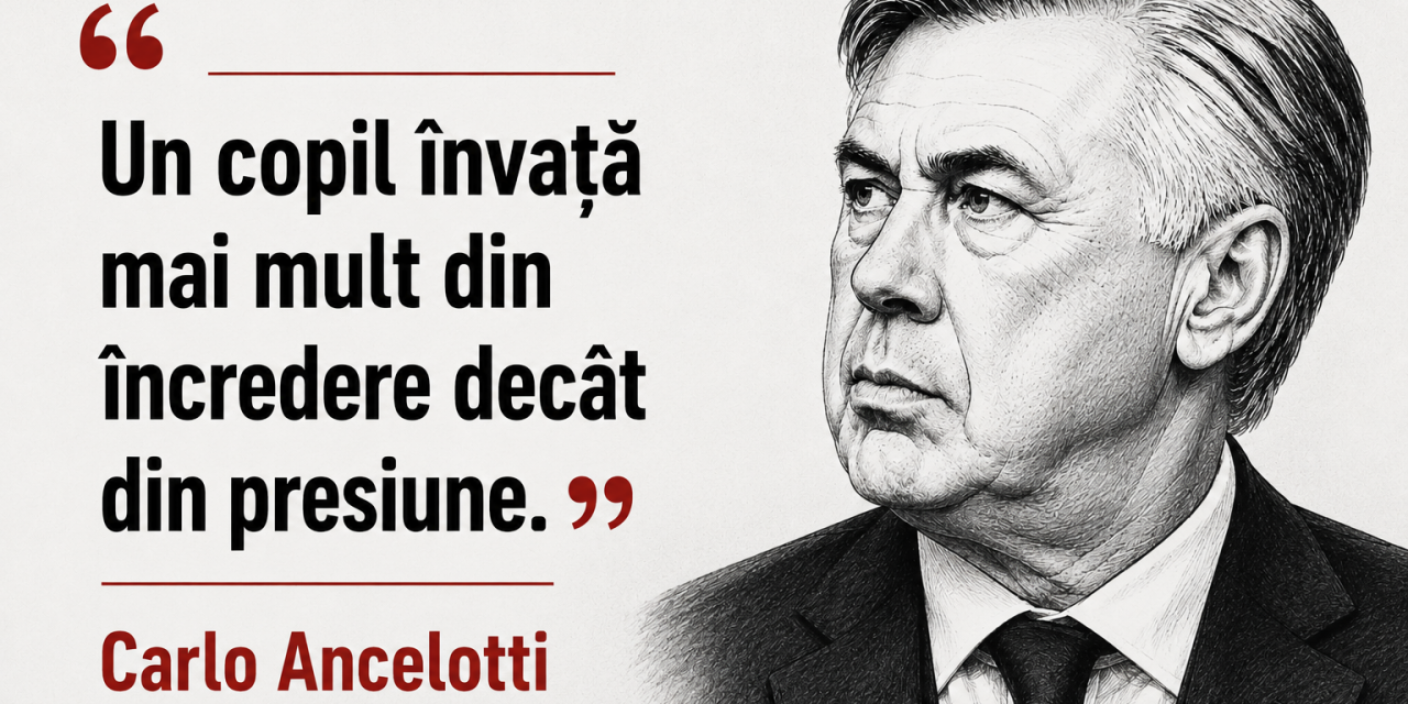 „Un copil învață mai mult din încredere decât din presiune.” – Carlo Ancelotti.