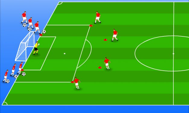 Șuturi la poartă (exercițiu cu variante de progresie).