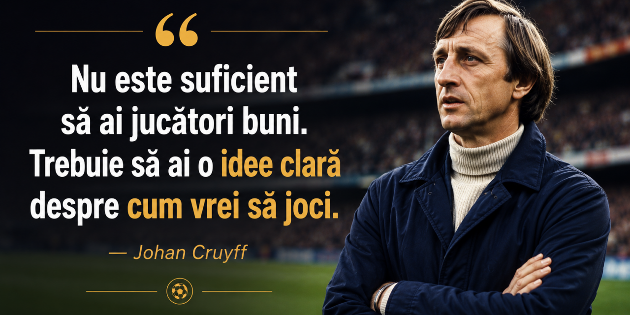 Johan Cruyff: „Nu este suficient să ai jucători buni. Trebuie să ai o idee clară despre cum vrei să joci.”